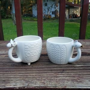 (2) Opalhouse Peacock & Llama Coffee Mugs